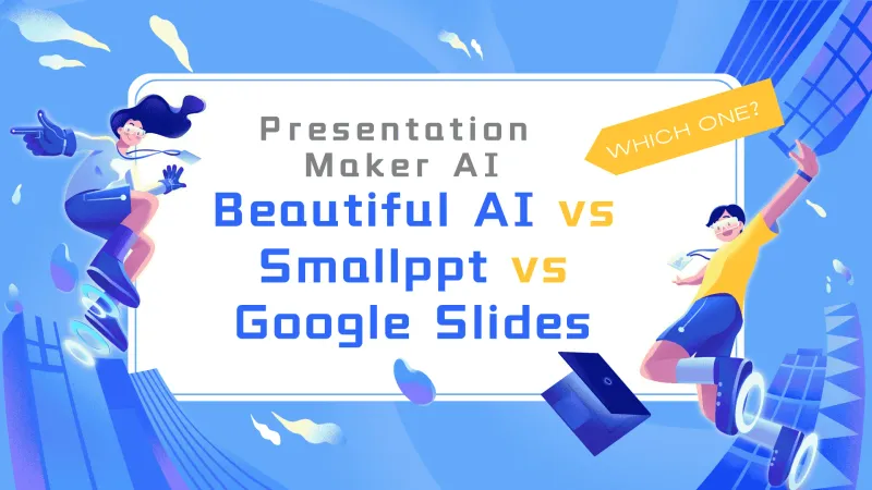 Comparing three AI PowerPoint generators: Beautiful AI, Smallppt, and Google Slides.