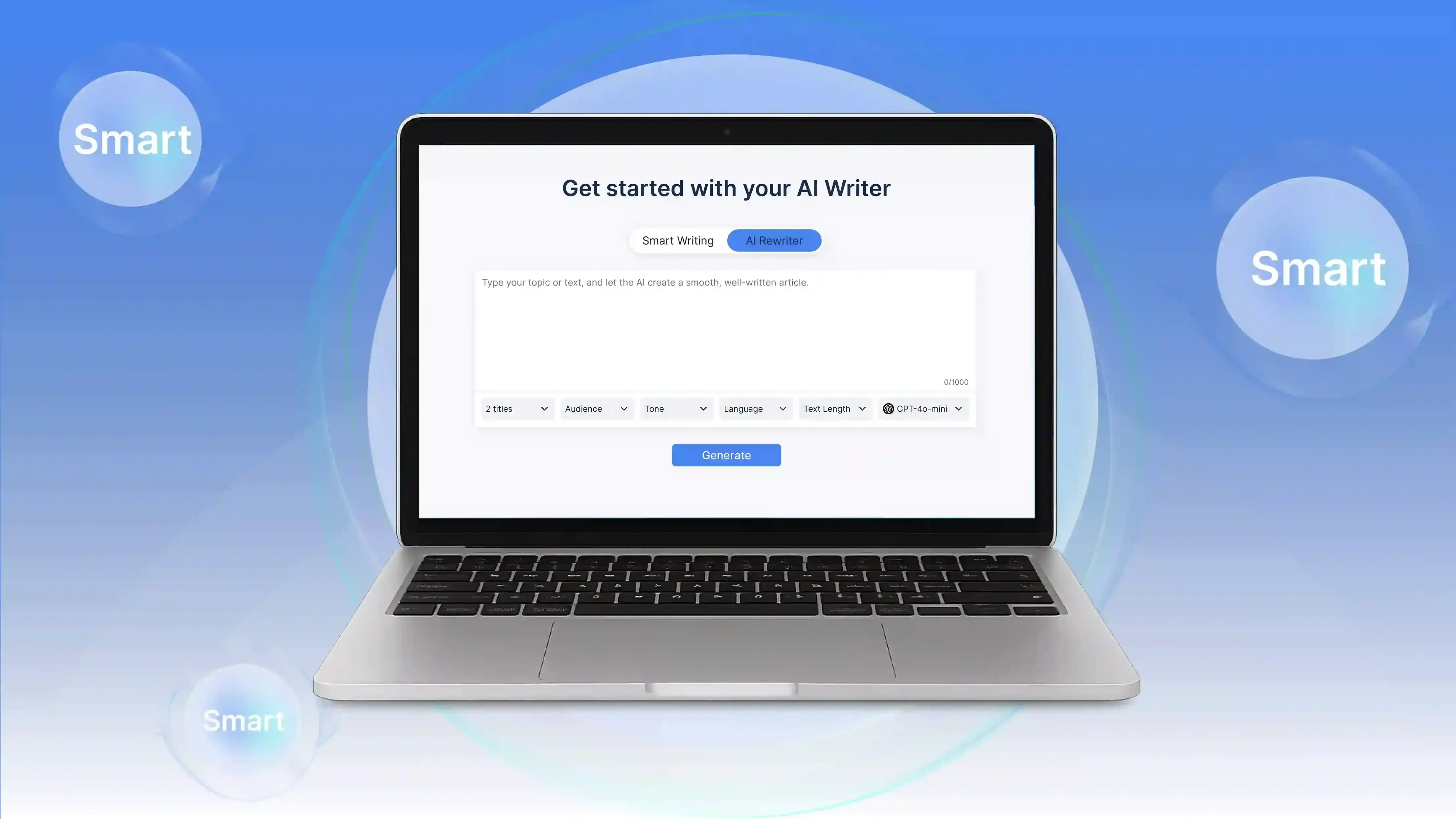 Rewrite and improve your text content easily using Smallppt AI Rewriter