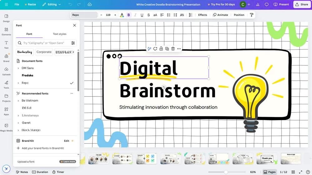 Customize your Canva AI presentation