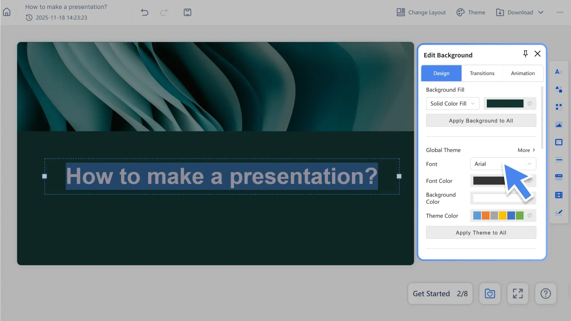 Edit presentation slides online easily with Smallppt