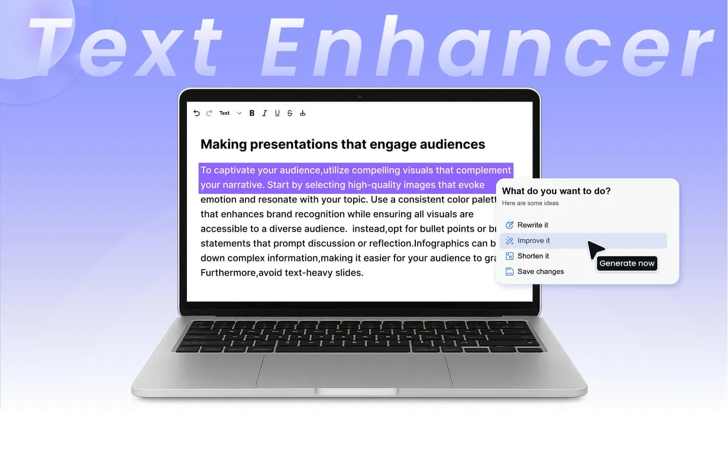 Enhance and polish your text with Smallppt