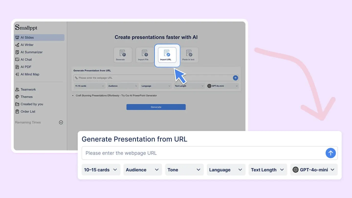Generate a presentation from a link