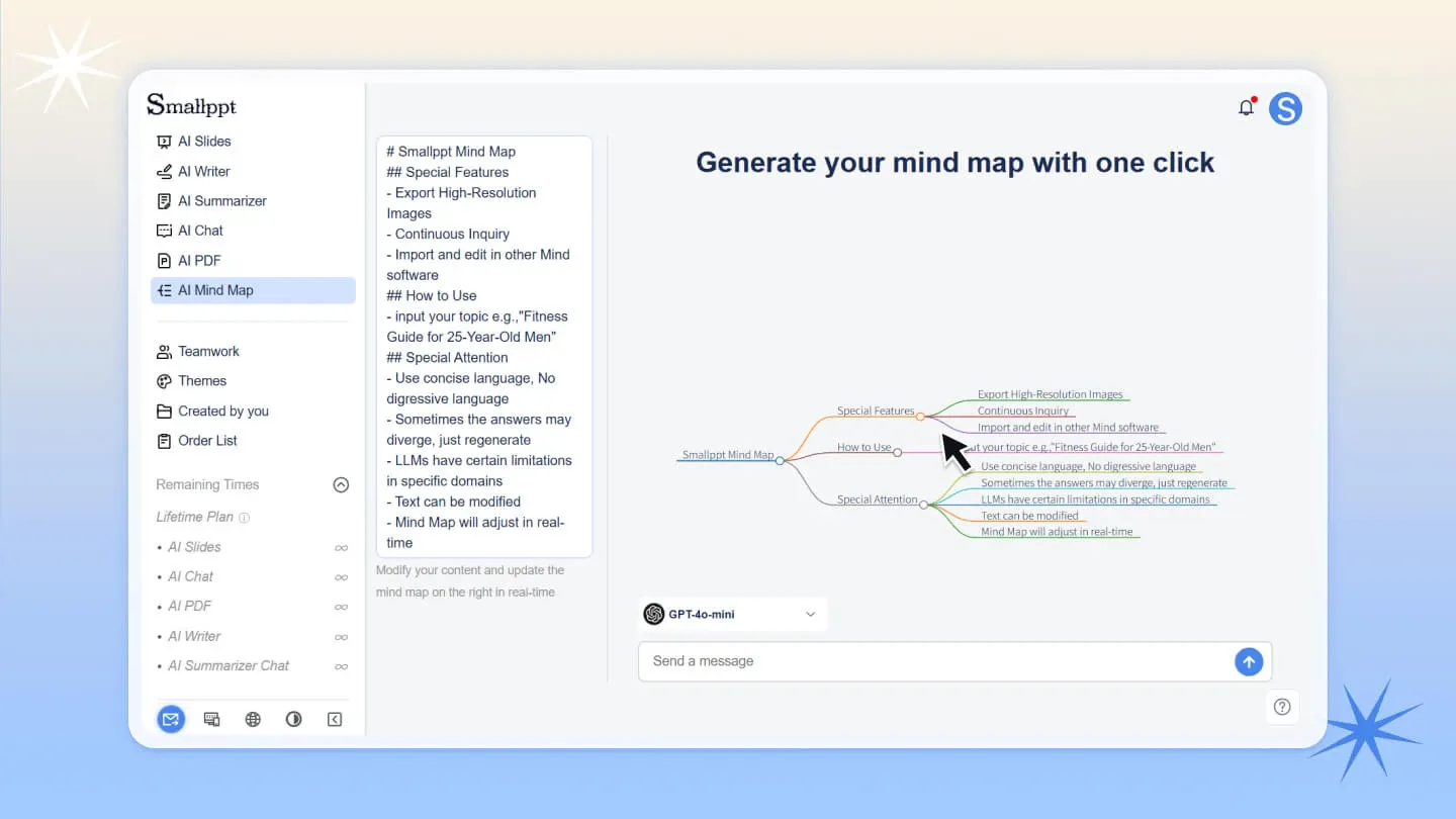 Brainstorm ideas with Smallppt AI Mind Map