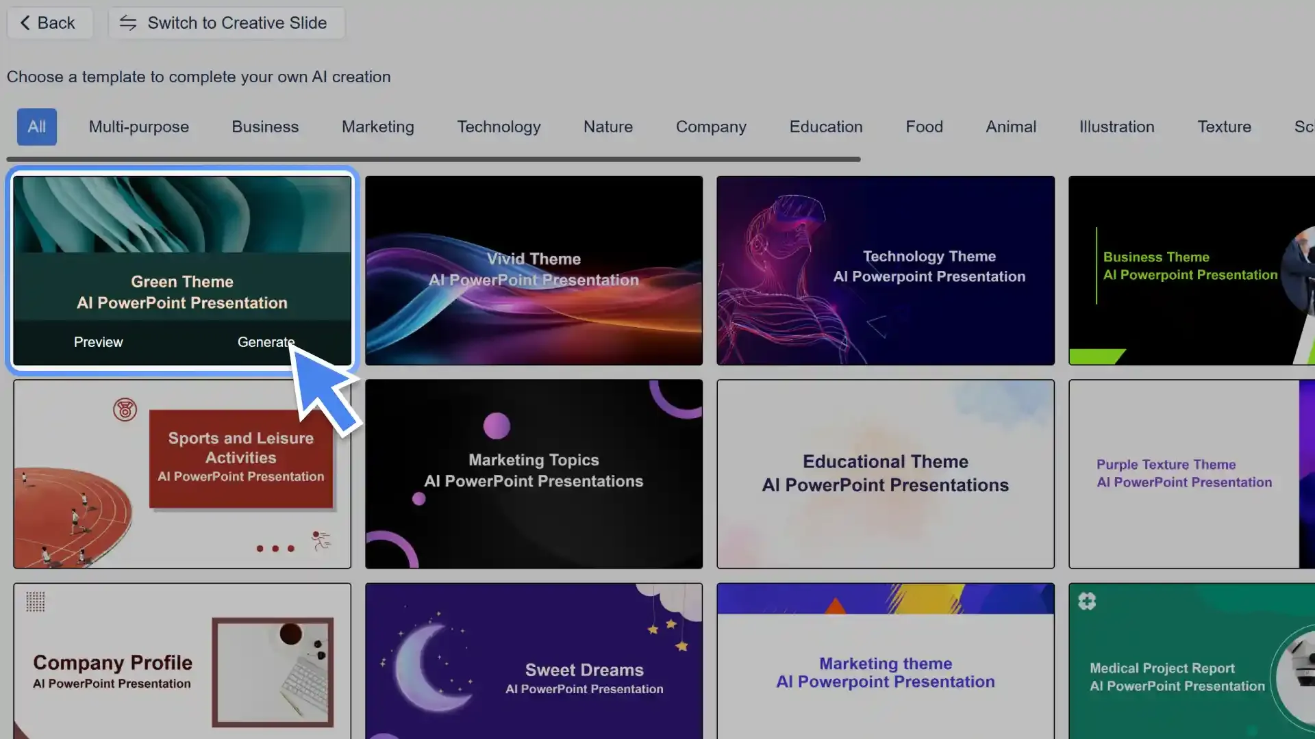 Choose a slide template that fits your content and style from Smallppt's recommendations