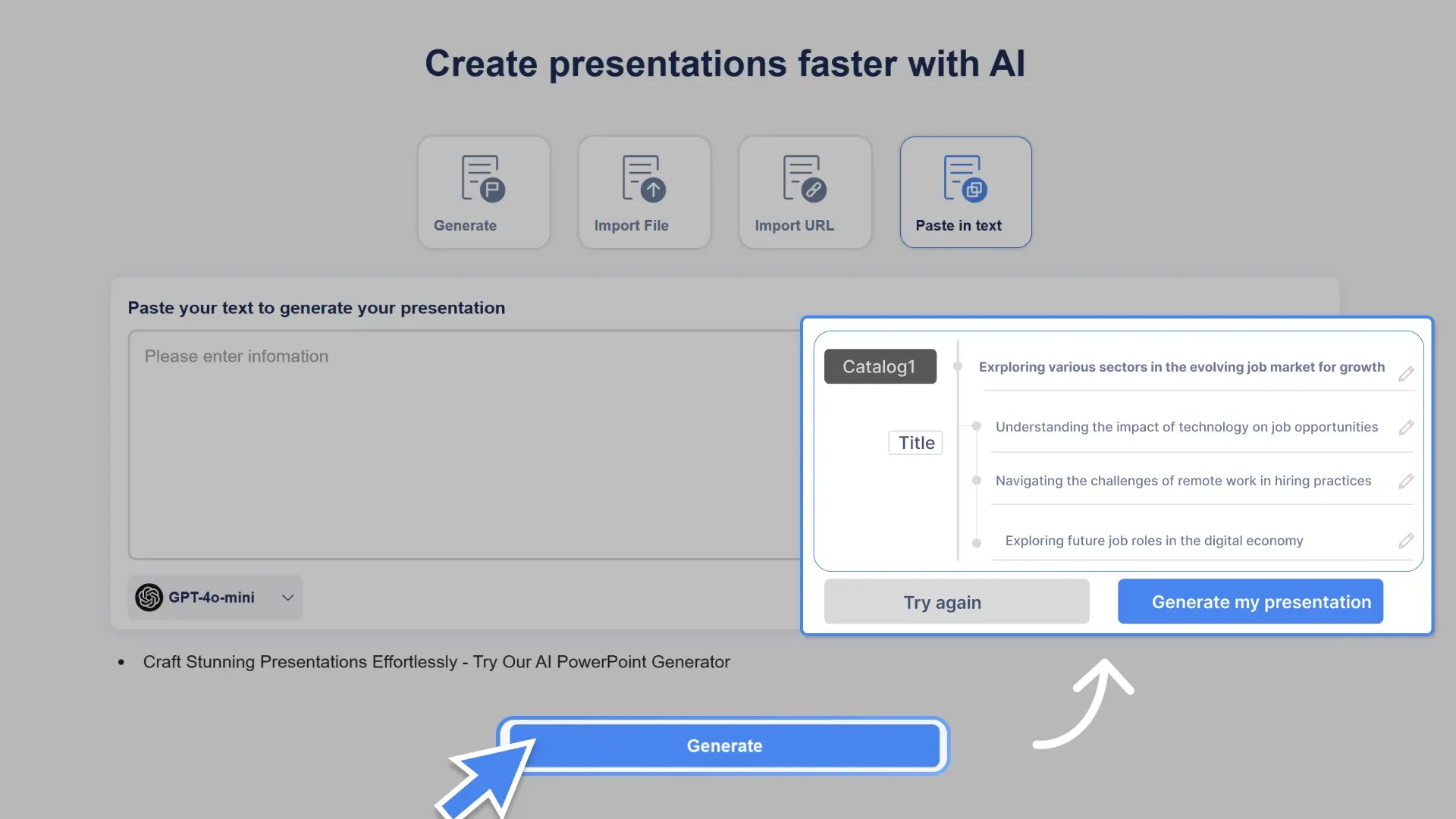 Automatically create a structured presentation outline from your text with Smallppt