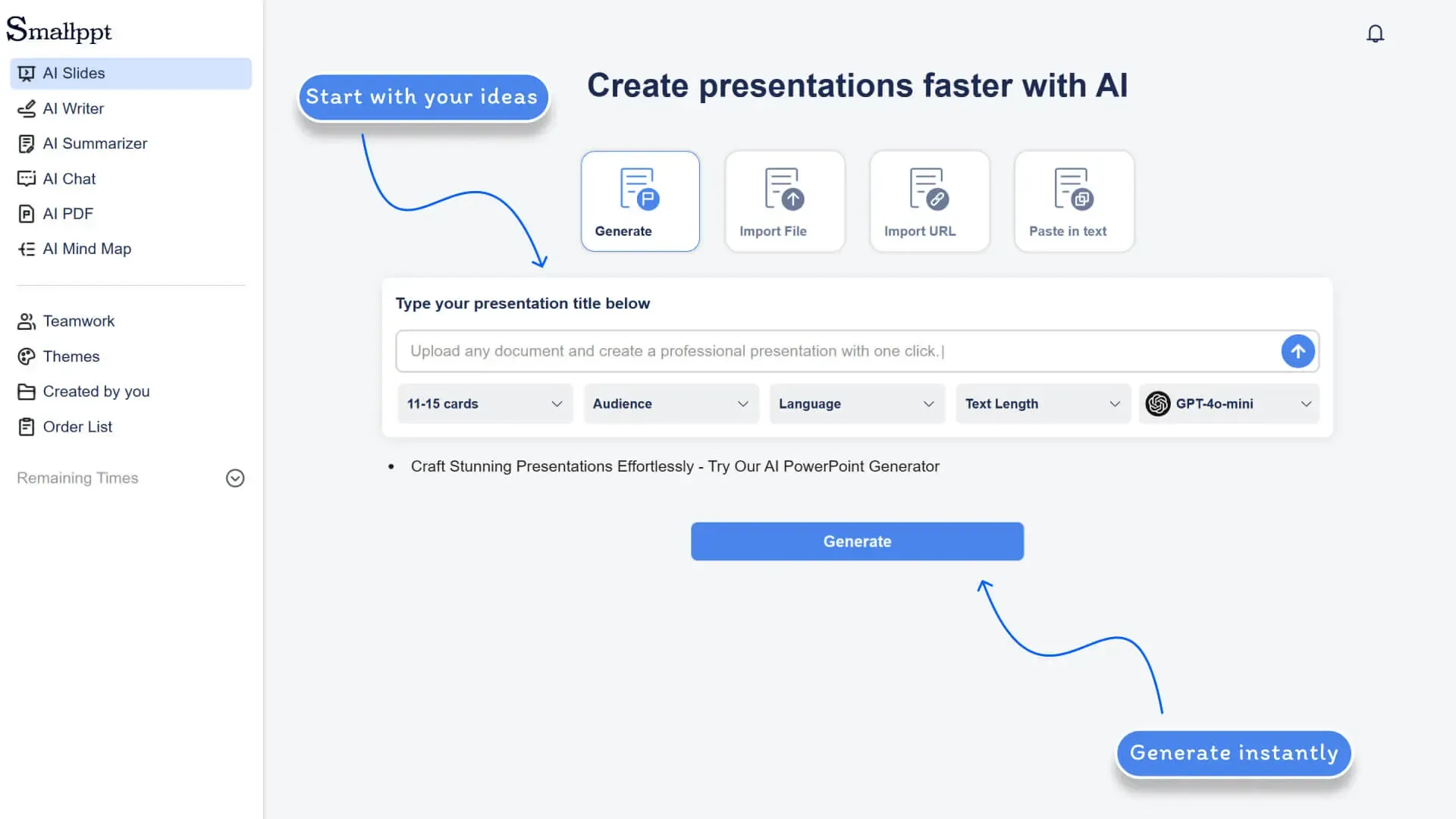 Quickly turn ideas into slides with Smallppt
