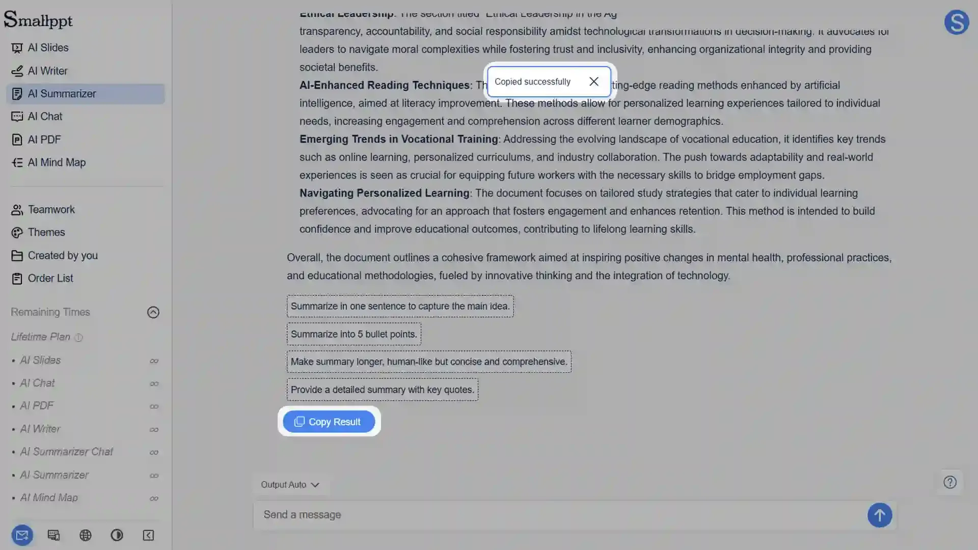 Copy the summary to use anywhere
