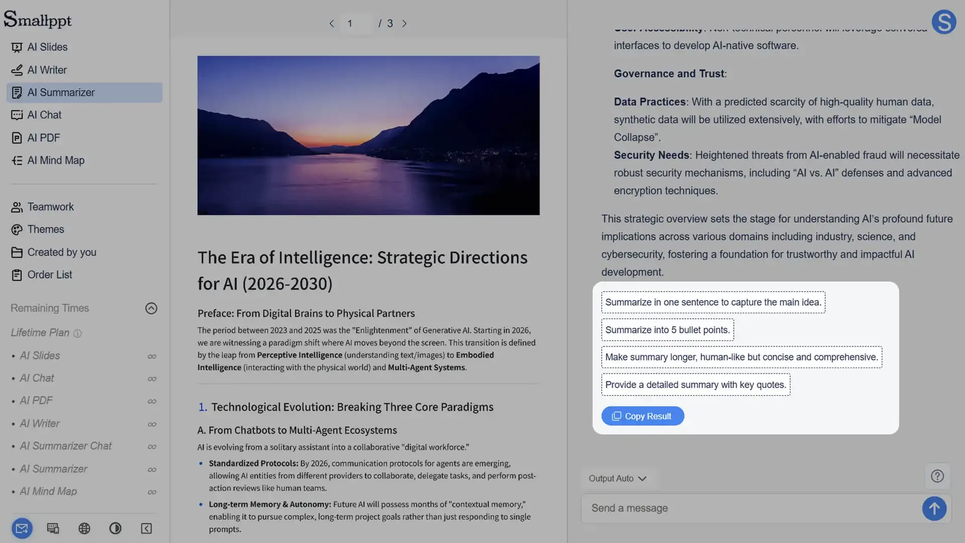 Review the generated summary